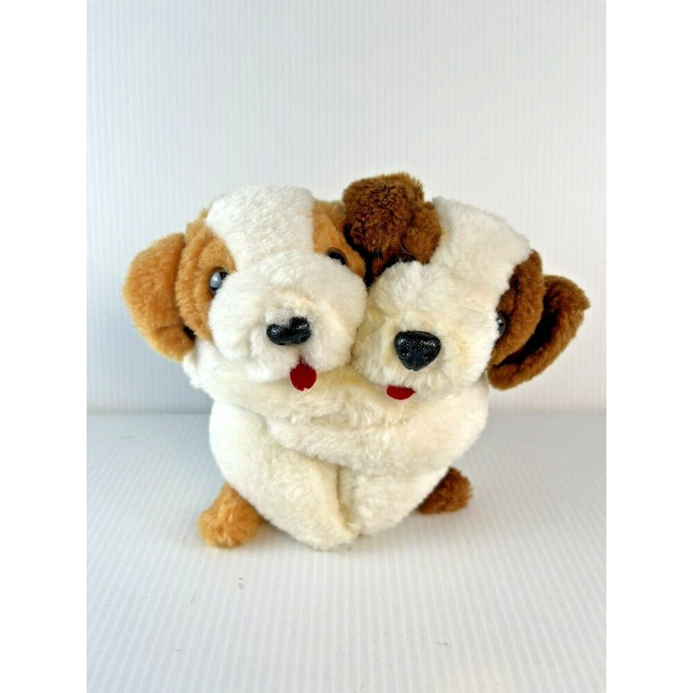 Rare Vintage Cuddle Pups Alyssa & Ashley Plush Hugging Dog Puppy Set Estate Find
